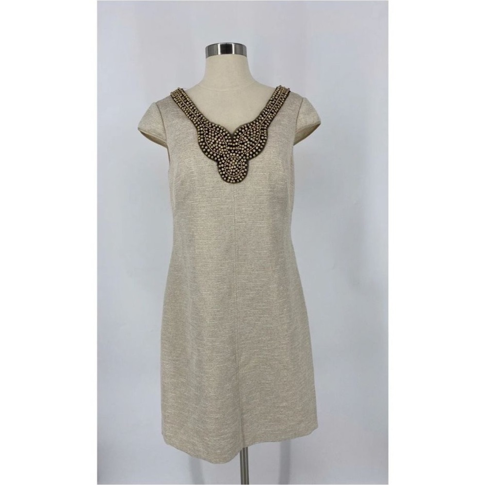 Adrianna Papell Beaded Cap Sleeves Knee Length Dress